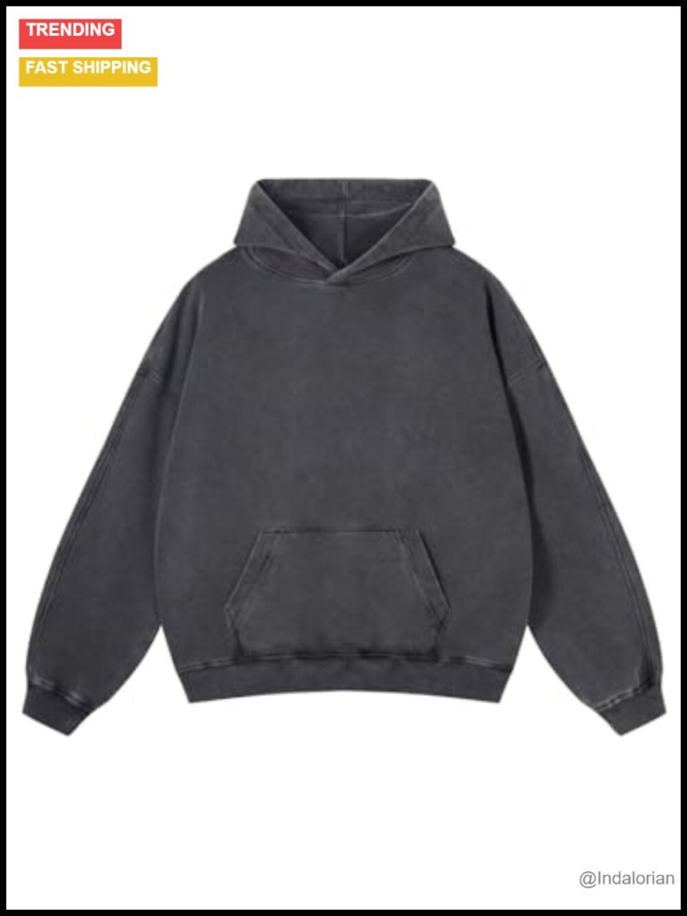 Oversized Acid Wash Hoodie Heavyweight Cotton Pullover Streetwear Vintage